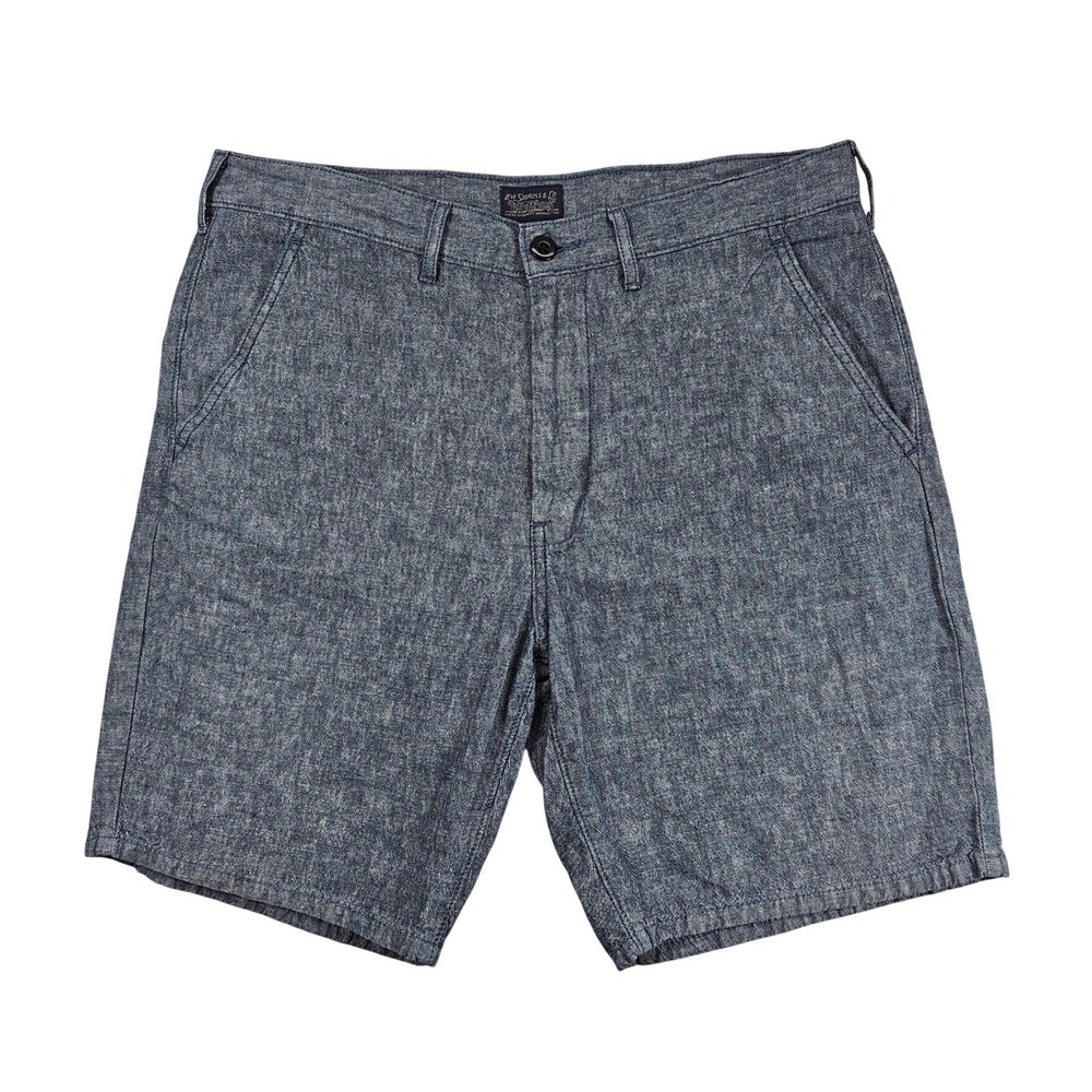 Levis Mens Blue Linen Blend Flat Front Shorts Size 33 Chambray Textured Casual